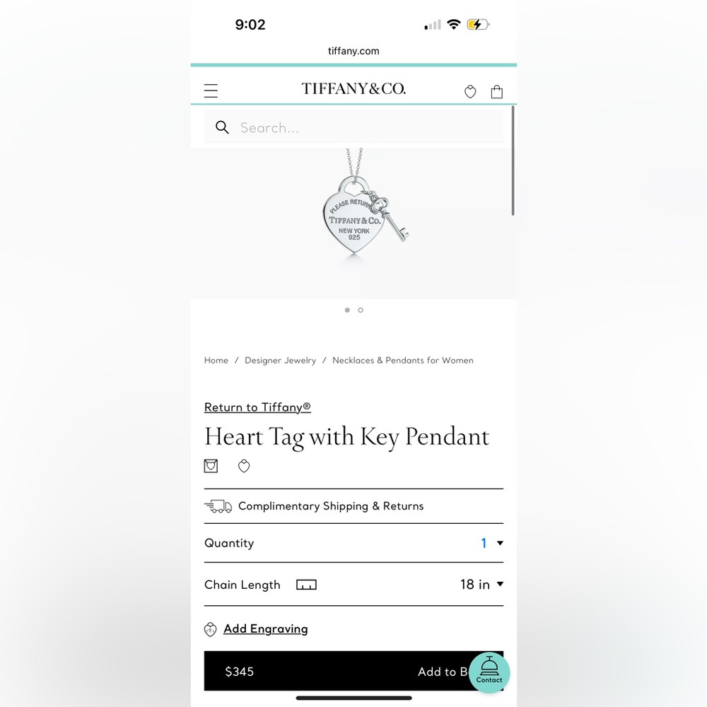 Tiffany & Co Heart Tag with Key Pendant